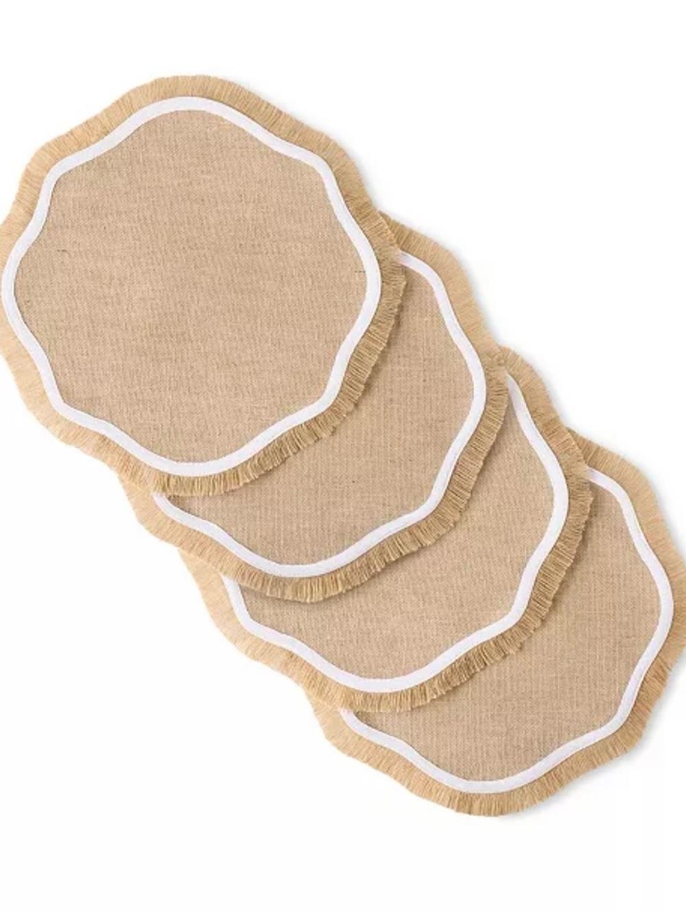 Natural Fringe Round Coasters - Set of 4